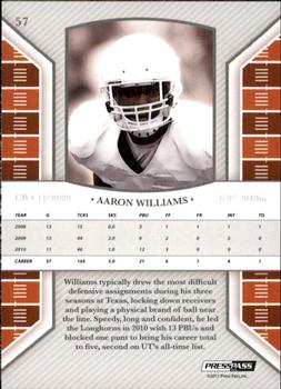 2011 Press Pass Legends - Silver Holofoil #57 Aaron Williams Back
