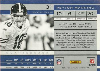2011 Playoff Contenders #31 Peyton Manning Back