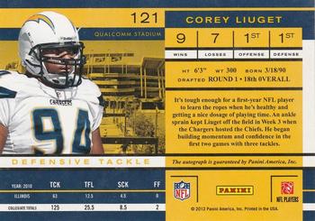 2011 Playoff Contenders #121 Corey Liuget Back