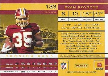 2011 Playoff Contenders #133 Evan Royster Back