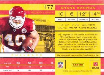 2011 Playoff Contenders #177 Shane Bannon Back