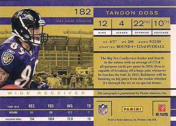 2011 Playoff Contenders #182 Tandon Doss Back