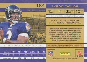 2011 Playoff Contenders #184 Tyrod Taylor Back