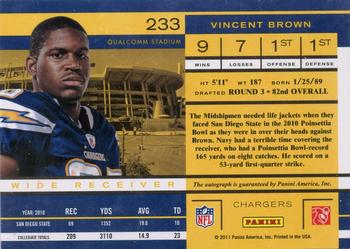 2011 Playoff Contenders #233 Vincent Brown Back