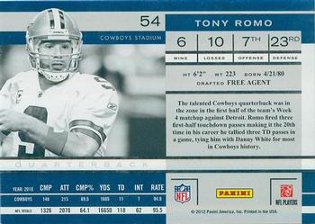 2011 Playoff Contenders #54 Tony Romo Back