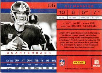 2011 Playoff Contenders #55 Eli Manning Back