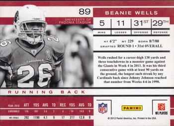 2011 Playoff Contenders #89 Beanie Wells Back