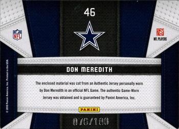 2010 Panini Certified - Fabric of the Game #46 Don Meredith Back