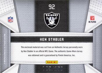 2010 Panini Certified - Fabric of the Game #92 Ken Stabler Back
