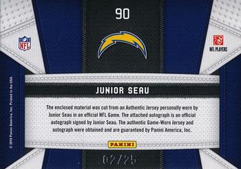 2010 Panini Certified - Fabric of the Game Jersey Number Autographs #90 Junior Seau Back