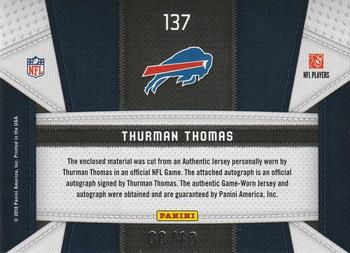 2010 Panini Certified - Fabric of the Game Jersey Number Prime Autographs #137 Thurman Thomas Back