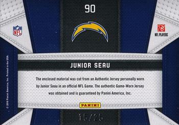 2010 Panini Certified - Fabric of the Game NFL Die Cut Prime #90 Junior Seau Back