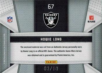 2010 Panini Certified - Fabric of the Game Team Die Cut #67 Howie Long Back