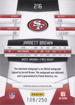 2010 Panini Certified - Mirror Red Signatures #216 Jarrett Brown Back