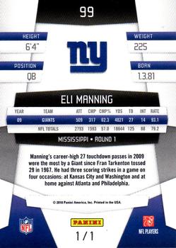 2010 Panini Certified - Platinum Black #99 Eli Manning  Back