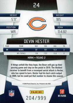 2010 Panini Certified - Platinum Red #24 Devin Hester  Back