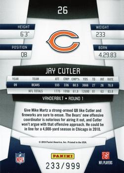 2010 Panini Certified - Platinum Red #26 Jay Cutler  Back