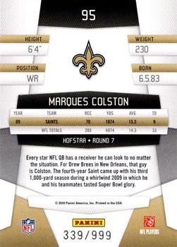 2010 Panini Certified - Platinum Red #95 Marques Colston  Back