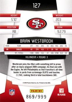 2010 Panini Certified - Platinum Red #127 Brian Westbrook  Back