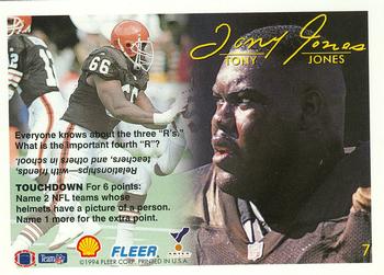 1994 Fleer Shell FACT #7 Tony Jones  Back