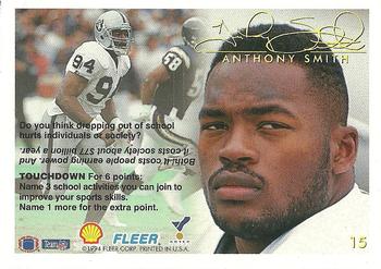 1994 Fleer Shell FACT #15 Anthony Smith Back