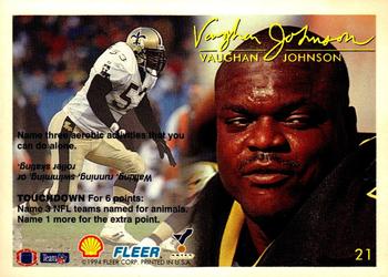 1994 Fleer Shell FACT #21 Vaughan Johnson Back