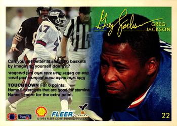 1994 Fleer Shell FACT #22 Greg Jackson Back