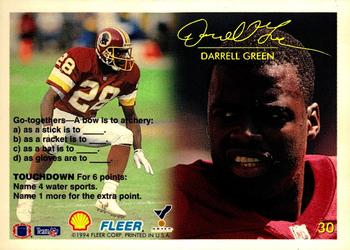 1994 Fleer Shell FACT #30 Darrell Green Back