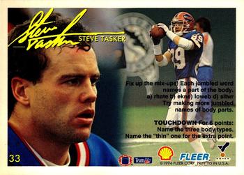 1994 Fleer Shell FACT #33 Steve Tasker Back