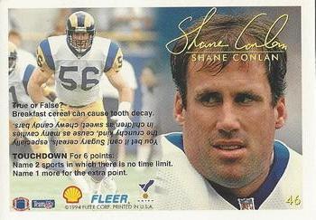 1994 Fleer Shell FACT #46 Shane Conlan Back