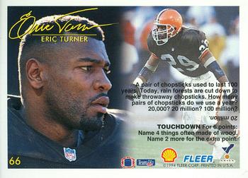 1994 Fleer Shell FACT #66 Eric Turner Back
