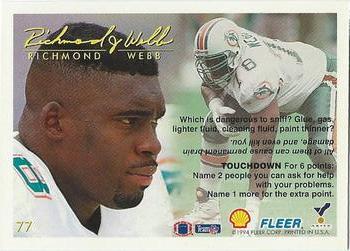 1994 Fleer Shell FACT #77 Richmond Webb Back