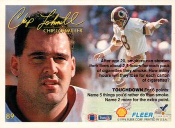 1994 Fleer Shell FACT #89 Chip Lohmiller Back