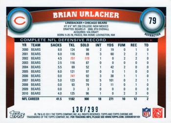 2011 Topps Chrome - Black Refractors #79 Brian Urlacher Back