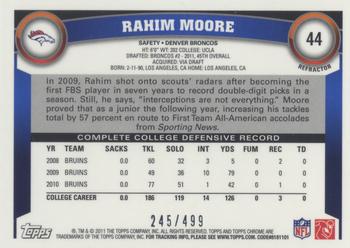 2011 Topps Chrome - Purple Refractors #44 Rahim Moore Back