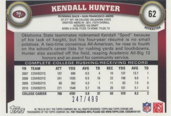 2011 Topps Chrome - Purple Refractors #62 Kendall Hunter Back