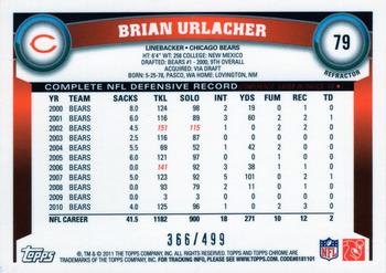 2011 Topps Chrome - Purple Refractors #79 Brian Urlacher Back
