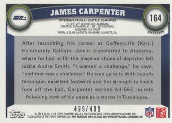 2011 Topps Chrome - Purple Refractors #164 James Carpenter Back