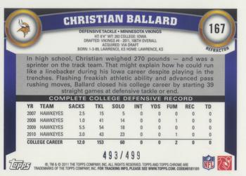2011 Topps Chrome - Purple Refractors #167 Christian Ballard Back