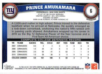 2011 Topps Chrome - Refractors #6 Prince Amukamara  Back