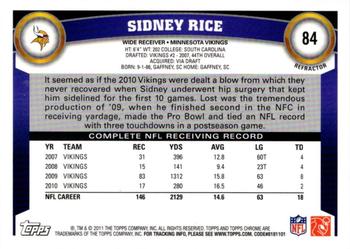2011 Topps Chrome - Refractors #84 Sidney Rice  Back