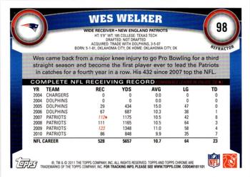 2011 Topps Chrome - Refractors #98 Wes Welker  Back