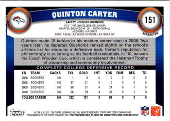 2011 Topps Chrome - Refractors #151 Quinton Carter  Back