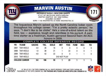 2011 Topps Chrome - Refractors #171 Marvin Austin  Back