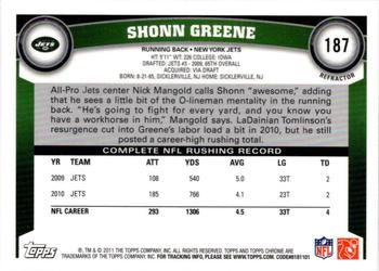 2011 Topps Chrome - Refractors #187 Shonn Greene  Back