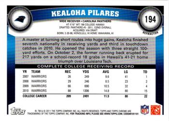2011 Topps Chrome - Refractors #194 Kealoha Pilares  Back