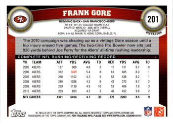 2011 Topps Chrome - Refractors #201 Frank Gore  Back