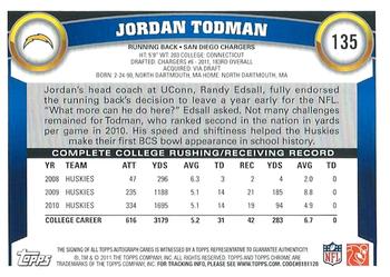 2011 Topps Chrome - Rookie Autographs #135 Jordan Todman Back