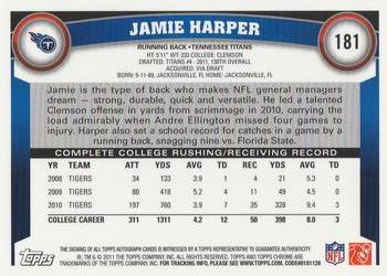 2011 Topps Chrome - Rookie Autographs #181 Jamie Harper Back