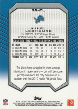 2011 Topps Chrome - Rookie Recognition #RR-ML Mikel Leshoure Back